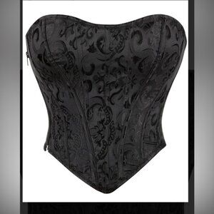 Chic Black Patterned‎ Corset Bustier